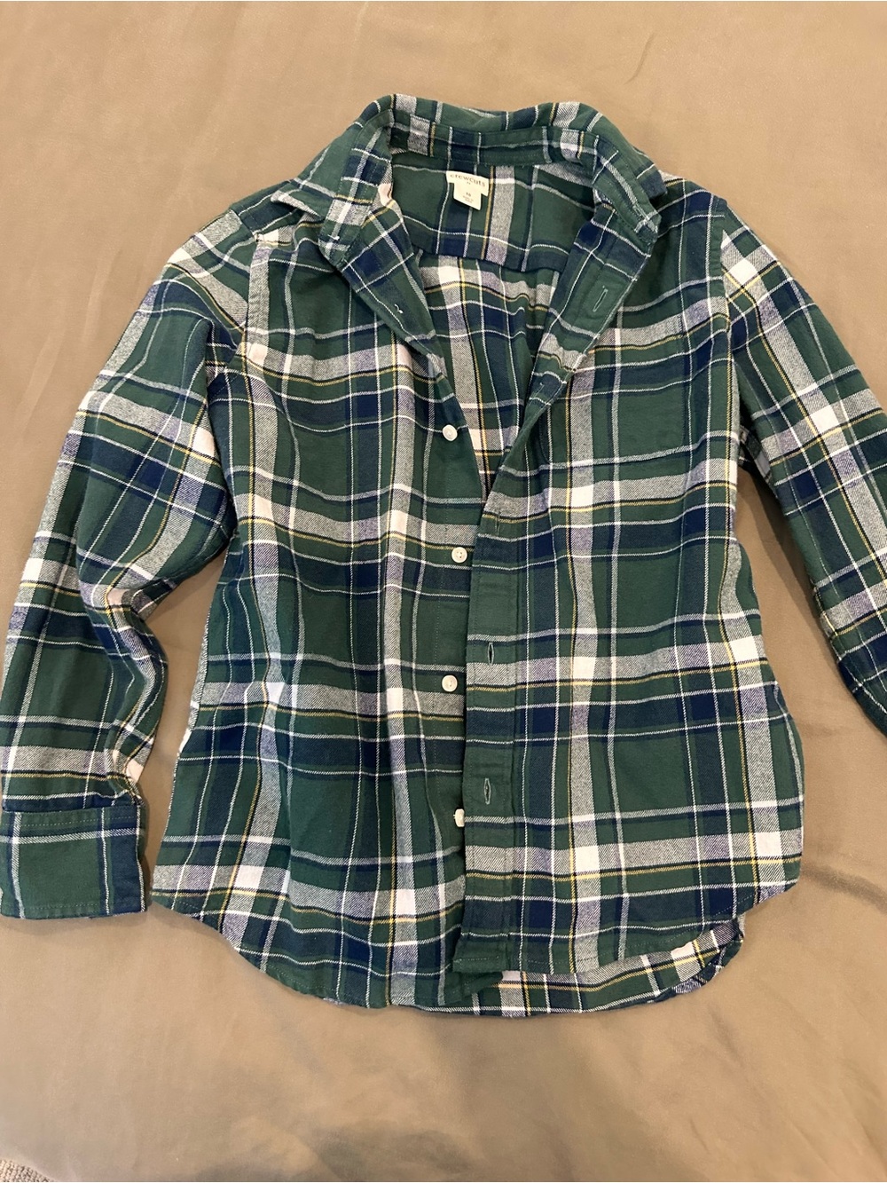 Crewcuts Green and Navy Plaid flannel Button-Down Shirt
